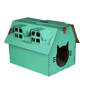 Rascador de gato de cartón de papel colorido, condominio conveniente para gatos para rascar y jugar Hideaway Play Box - Product Image 4