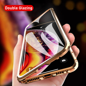 verre Double face pour <span class=keywords><strong>iphone</strong></span> 7 8plus XS Max <span class=keywords><strong>Xr</strong></span> X <span class=keywords><strong>Coque</strong></span> magnétique en métal 360 degrés <span class=keywords><strong>Coque</strong></span> complète pour <span class=keywords><strong>iphone</strong></span> 6 - Product Image 2