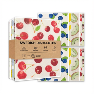 Chiffons à vaisselle suédois imprimés sur mesure, serviettes de nettoyage écologiques pour la cuisine, chiffons en éponge de cellulose à séchage rapide - Product Image 1