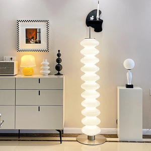 Lampe de sol design moderne en verre sphérique, style contemporain, design tandem, <span class=keywords><strong>chrome</strong></span>, blanc opale, LED, décoration intérieure, chambre à coucher, bureau - Product Image 4