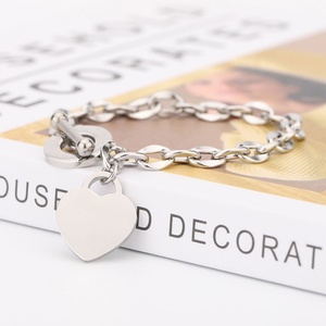 2024 High Quality <b>Trendy</b> New Design Custom Silver Color Gold Plated Stainless Steel Heart <b>Bracelet</b> for Unisex Gift - Product Image 3