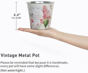 Lot de 6 pots de fleurs galvanisés imprimés autocollants personnalisés seau <span class=keywords><strong>en</strong></span> métal de ferme pour mariage <span class=keywords><strong>tournesol</strong></span>/lavande - Product Image 4