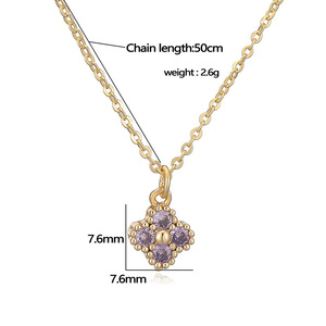Collier en cuivre léger et luxueux avec zircon, trèfle à quatre <span class=keywords><strong>feuilles</strong></span>, collier pour femmes, chaîne en bambou exquise, <span class=keywords><strong>pendentif</strong></span> clavicule, plaqué <span class=keywords><strong>or</strong></span> 18 carats - Product Image 2