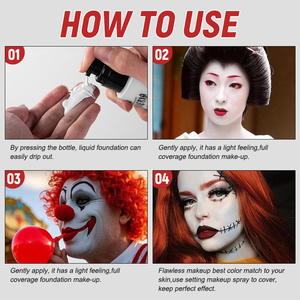 Beyaz sıvı fondöten profesyonel su geçirmez yüz boyama tam kapsama beyaz vakıf özel etiket için cadılar bayramı Goth - Product Image 2