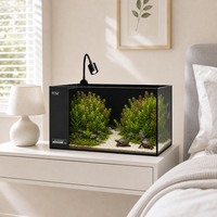 Ensemble d'aquarium de bureau tout-en-un en gros, aquarium en verre personnalisable directement de l'usine avec filtre à goutte et éclairage LED pour commandes en gros