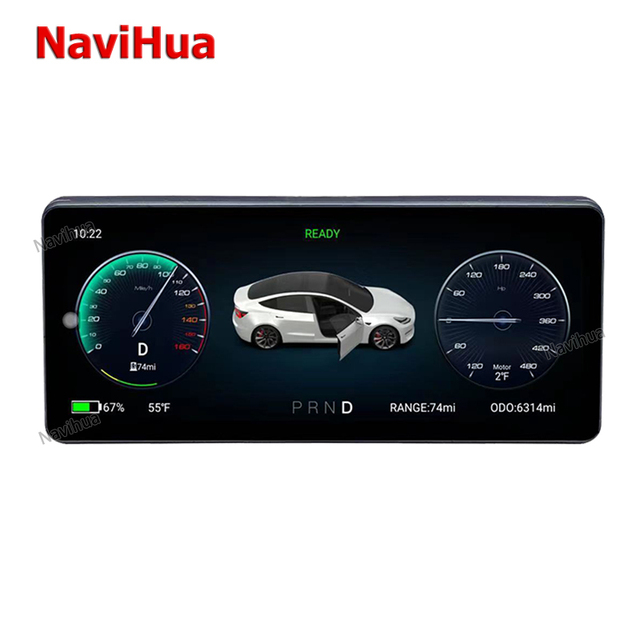 Navihua 8.8 Inch Android Car LCD Dashboard Instrument Panel Smart Meter Digital Cluster Multifunctional HD for Tesla Model 3/Y