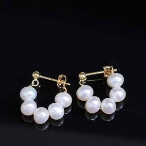 wholesale custom Handmade Pearl Bow Tassel <b>Dangle</b> <b>Earrings</b>, USA Imported 14K Gold Filled Material, Natural Freshwater Pearl - Product Image 2