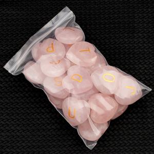 Corazón de Cristal Rosa Natural, 26 Letras, Tallado a Mano, Piedra Preciosa, Adornos Pequeños en Inglés para Decoración del Hogar - Product Image 4