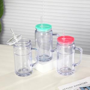 Nouvelle Tasse en Verre Double Paroi Luxe Léger Haut de Gamme 20oz Motif Flocon de Neige avec Poignée ABS et Pailles, Robuste et Anti-Chute, Design Moderne - Product Image 3