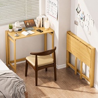 Bureau pliable en bambou pour gagner de la place, table d'écriture pliable pour petites pièces, appartement, bureau et chambre à coucher, bureau à domicile