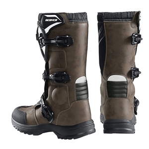 รองเท้าบูทขี่มอเตอร์ไซค์หนังแท้สไตล์วินเทจสีน้ำตาลดำสำหรับผู้ชาย กันน้ำ - Product Image 2