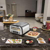 Four à pizza électrique tout-en-un GTPZ15 de 12 pouces en acier inoxydable pour comptoir, friteuse à air 800W, 6 préréglages, sans fumée