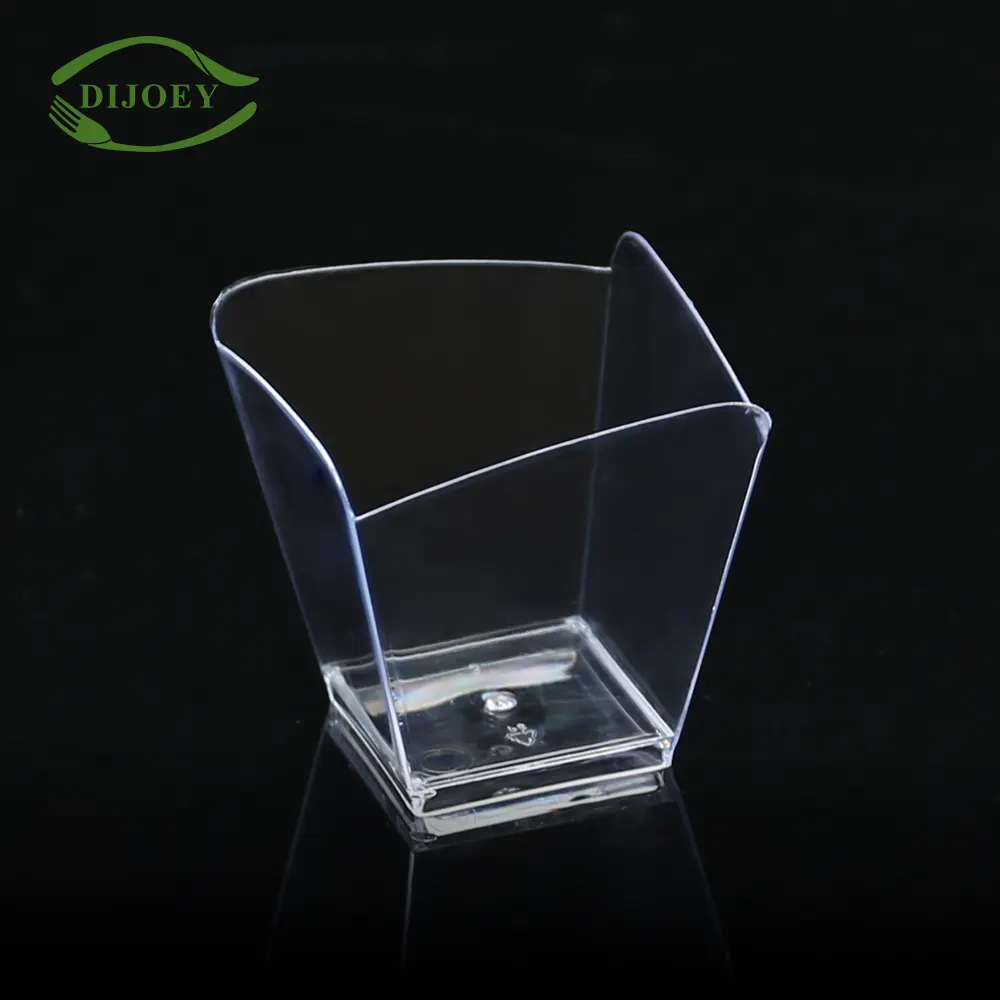 Mini taza de plástico desechable cuadrada, transparente, precio barato, venta al por mayor