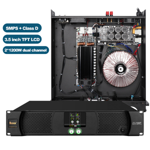Amplificador mezclador de potencia profesional de 2 canales PLA122T amplificador de potencia 2*1200W con impedancia de carcasa de Metal SMPS de clase D 4ohm 8ohm - Product Image 1
