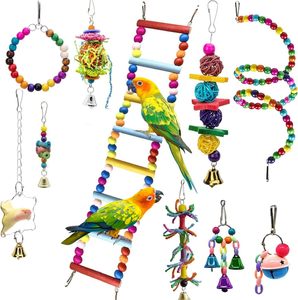 Juguetes ecológicos modernos para loros, columpio para jaula, juguetes para masticar para loros, juguetes educativos para pájaros, set combinado. - Product Image 1
