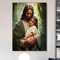 Peinture sur toile abstraite de portrait de Jésus, art mural aux couleurs chaudes, images pour la décoration de la maison, du bar, de la salle, affiches et impressions d'art chrétien