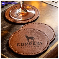 Sous-verre en hêtre gravé au laser personnalisé avec cuir PU, sous-verre vierge personnalisable au laser pour bar et décoration intérieure