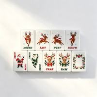 Ensemble de Mahjong de Noël pliable de luxe moderne en gros, 160 tuiles en acrylique, Père Noël, rennes, cadeau de vacances pour la famille, pour adultes