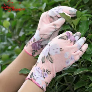 SRsafety yüksek maharet PU kaplamalı eldiven çalışma Polyester kadın bahçe eldiveni açık özel eldivenler