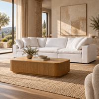 Table basse rectangulaire moderne en chêne massif à double niveau avec rangement, table d'appoint pour salon d'entreprise ou résidence haut de gamme