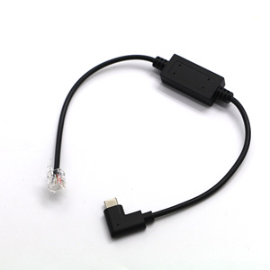 Cable Serial USB Tipo C con Ángulo de 90 Grados a RJ11 RJ12 RS232 para POS, Router, Programación PLC, OEM/ODM FTDI FT232RL - Product Image 1