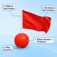 Bola Flotante Esférica de PE Roja de 400mm de Alta Calidad, Resistente a la Corrosión, para Interruptor de Nivel de Tanque de Acuicultura, Venta al Por Mayor