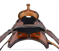 Selle de cheval western en cuir et bois faite à la main avec surpiqûres de qualité supérieure, taille et logo personnalisables, durable pour l'équitation en trail et l'entraînement