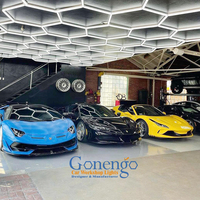 Fabricants vendant l'exposition Dimmable Garage voiture beauté réparation hexagone lumière LED voiture détaillant
