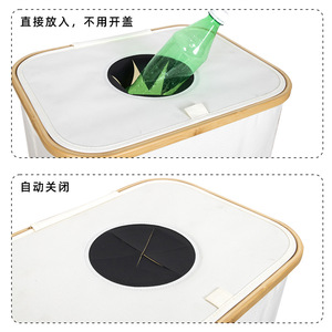 Foldable Recycling Bin With Lid Large Size Rectangle <b>Storage</b> <b>Basket</b> For Kitchen Beverage Bottle Trash Can Black Gray Color - Product Image 2