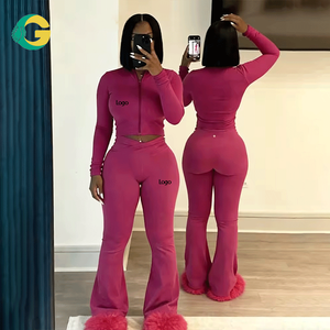 GC 2026 Set Fitness Personalizzato 2 Pezzi per <span class=keywords><strong>Donne</strong></span> <span class=keywords><strong>Alte</strong></span>, Giacca con Zip e Leggings a Vita Alta Elasticizzati - Product Image 1