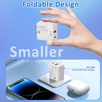 Chargeur mural USB C GaN 20W certifié PSE TUV, adaptateur prise japonaise, double port PD 20W QC3.0, bloc de charge rapide pour iPhone 15 14
