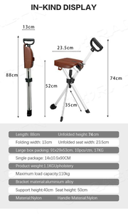 Sedia Ta-<span class=keywords><strong>Da</strong></span> personalizzata Series2 pieghevole bastone <span class=keywords><strong>Da</strong></span> passeggio sgabello sedia stampella canna nero 87cm con sedile per il Trekking - Product Image 4