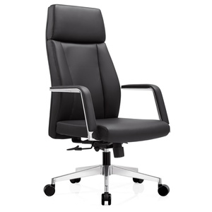Sillas de Oficina Ergonómicas Giratorias de Respaldo Alto en PU Negro Moderno a Bajo Precio, Silla de Oficina Ejecutiva de Cuero de Lujo de Producción OEM en Venta - Product Image 1