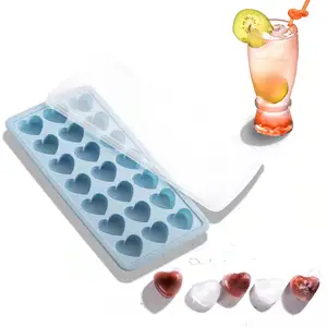 Hotsale BPA Free Non-stick Heart Shape Easy Release Ice Cube Maker Chocolate Mould Silicone Ice Tray Mold With Plastic Lid