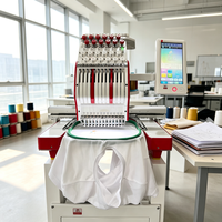 Machine à broder professionnelle à tête unique, informatisée, multi-aiguilles pour vêtements, casquettes et travaux de logo