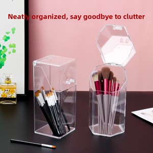 Cajas <span class=keywords><strong>de</strong></span> Almacenamiento Portátiles para Brochas <span class=keywords><strong>de</strong></span> Maquillaje, Acrílicas, a Prueba <span class=keywords><strong>de</strong></span> Polvo, <span class=keywords><strong>con</strong></span> Tapa Abatible, Organizador Transparente para Brochas <span class=keywords><strong>de</strong></span> Maquillaje, para Tocador - Product Image 4