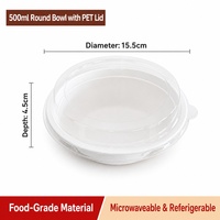 Bol en pulpe de bagasse de canne à sucre de source durable, jetable, 350 ml (12 oz), 500 ml (16 oz), pour yaourt, dessert, salade, avec couvercle transparent en PET