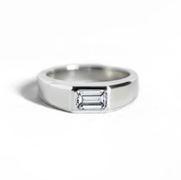 925 bijoux en argent taille émeraude Moissanite D VVS1 diamant signet marque bijoux bagues de luxe hommes fiançailles bande de mariage