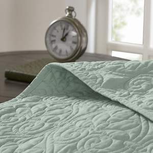 DB Modern Vintage Style Reversible <b>Quilt</b> <b>Set</b> 3pcs Seafoam Full/Queen Size Polyester Filling for Home Hotel Wedding Hospital Use - Product Image 3