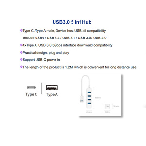 5 in 1 3 <b>Usb</b> <b>Adapter</b> <b>Usb</b> 3.0 Type-<b>c</b> Pd 4 in 1 Hub <b>c</b> 3.0 Hub <b>Usb</b> <b>c</b> <b>Adapter</b> for Smart Home Hub - Product Image 2