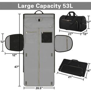 Échantillon gratuit Mergeboon, sacs de voyage pliables et convertibles en toile grise avec logo personnalisé - Product Image 3