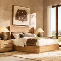Juego de Muebles de Dormitorio de Hotel de Lujo Estilo Villa, Cama de Madera Maciza, Juego de Muebles para Habitación de Hotel, Cama Doble, Estructura de Cama, Mesa de Noche