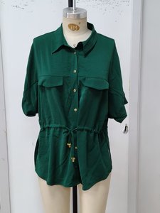 Camicetta da <span class=keywords><strong>donna</strong></span> Chic <span class=keywords><strong>verde</strong></span> <span class=keywords><strong>smeraldo</strong></span> con coulisse in vita per i giorni d'ufficio - Product Image 2