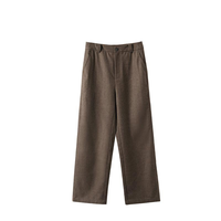 Pantalons droits à taille haute pour femmes OEM en 100% laine fine à motif pied-de-poule, pantalon large classique du début du printemps
