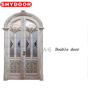 Puerta de Madera Sólida Pintada de Estilo Americano Moderno, Personalizada con Tallado Artístico Multicapa para Dormitorio, Baño, Entrada, Villa - Product Image 6