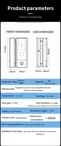 Serrure de porte en verre intelligente à combinaison d'empreintes digitales Ttlock App serrure en verre électrique sans <span class=keywords><strong>clé</strong></span> serrure en aluminium numérique pour porte en verre de bureau - Product Image 6