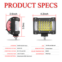 Projecteurs latéraux LED 12V de 4 pouces pour montant A, 6000K, pour pare-chocs, UTV, ATV, et conduite tout-terrain