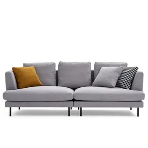 Ramie Tecido De Algodão Sofás Móveis Da Sala De Estar Grey Home Furniture Set Sofá Seccional Moderno Divano Steel Springs