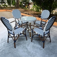 Offre Spéciale de style français pas cher ensemble de salle à manger de haute qualité restaurant extérieur rotin osier 4 pièces café table et chaise ensemble