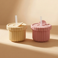 Contenedor Redondo de Silicona de Grado Alimenticio de 150 ml, Recipiente Hermético para Almacenar Alimentos, Juego de Recipientes de Silicona para Snacks de Bebé para Niños